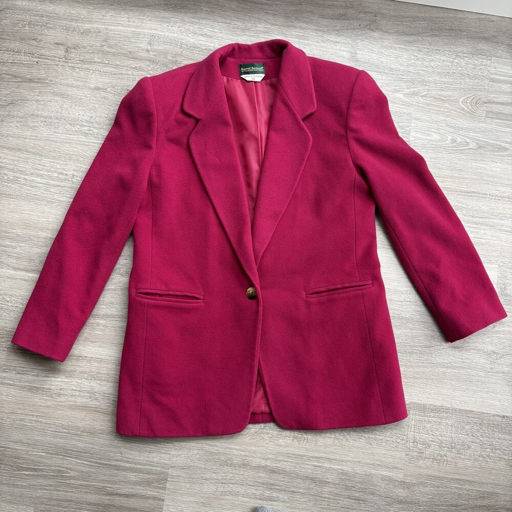 Harve Benard Women's 10 Pink Wool Blend Blazer Single Button